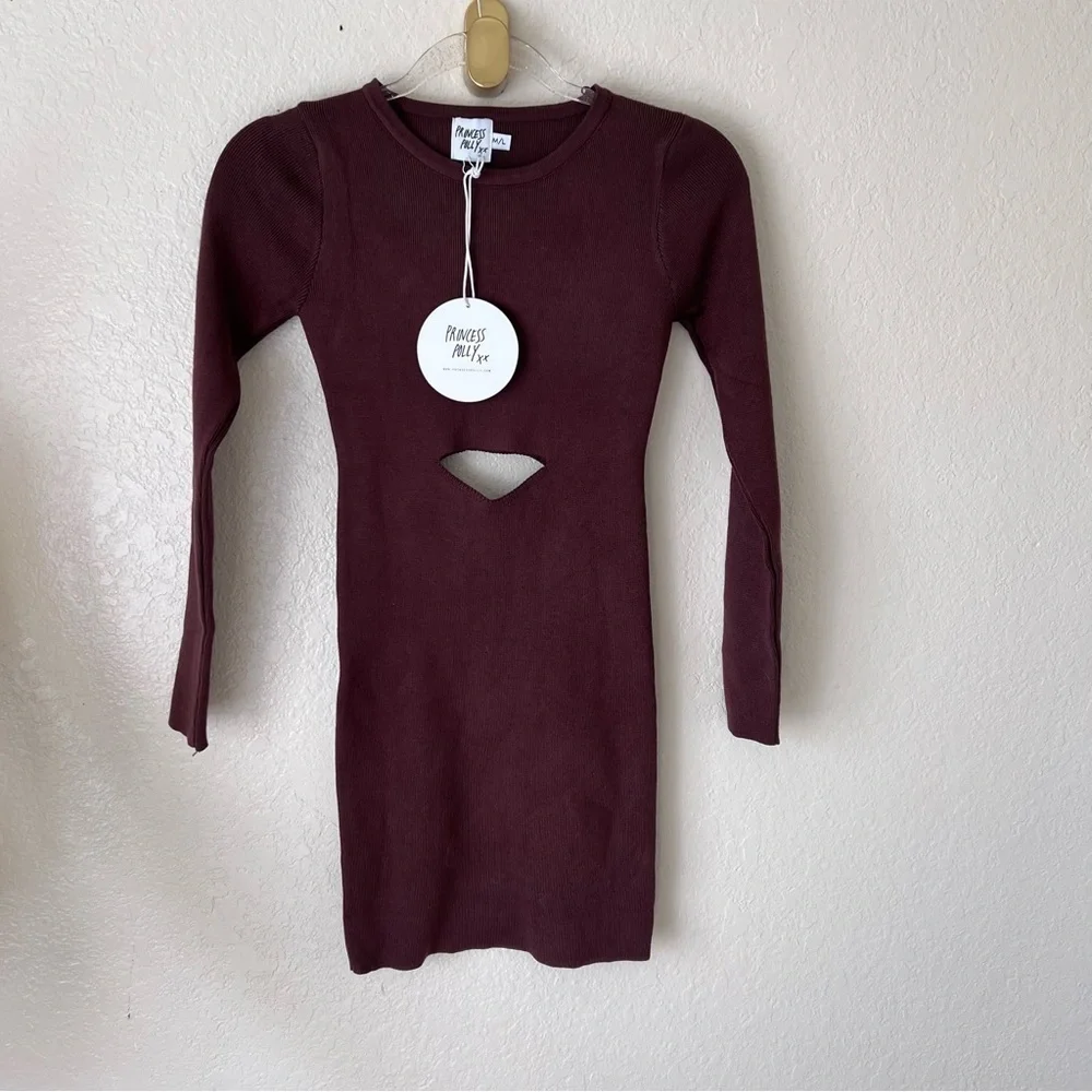 NEW Princess Polly SERENITY MINI DRESS BROWN size L - Picture 7 of 9